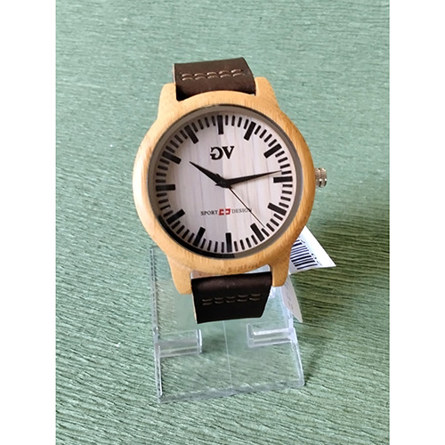 Ξύλινο γυναικείο ρολόι με δερμάτινο λουράκι -image2-872