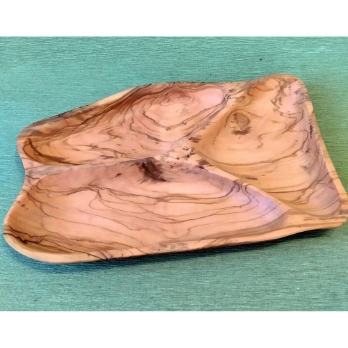 Κομμάτι ξύλου ελιάς με 3 χωρίσματα για τους ξηρούς καρπούς ή τις σαλάτες -image2-985