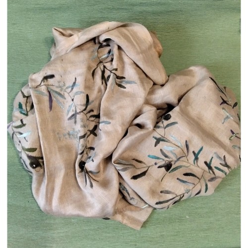 Hand-painted cashmere with silk scarf-image2-823