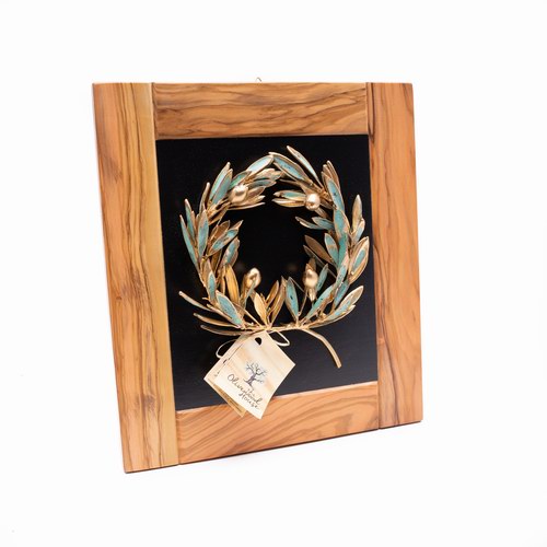 Κάδρο Στεφάνι Φυσικό Κλαδί Ελιάς Επιχρυσωμένο Με Χρυσό 24Κ-image2-304