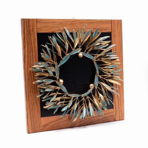 Κάδρο Στεφάνι Φυσικό Κλαδί Ελιάς Επιχρυσωμένο Με Χρυσό 24Κ-image2-305